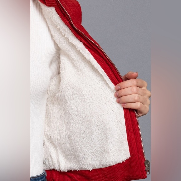 Corduroy Puffer Vest w/ inner Faux Fur - Picture 5 of 6